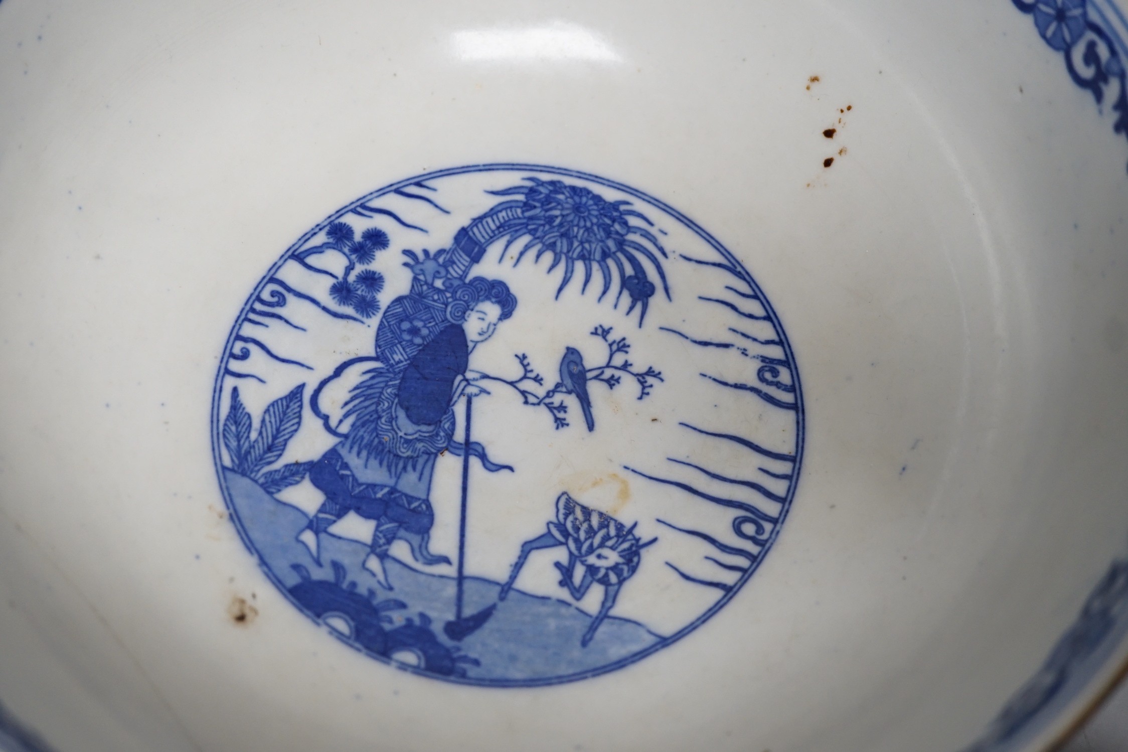 A group of Japanese and Chinese ceramics to include two blue and white jars, a wucai bowl etc.